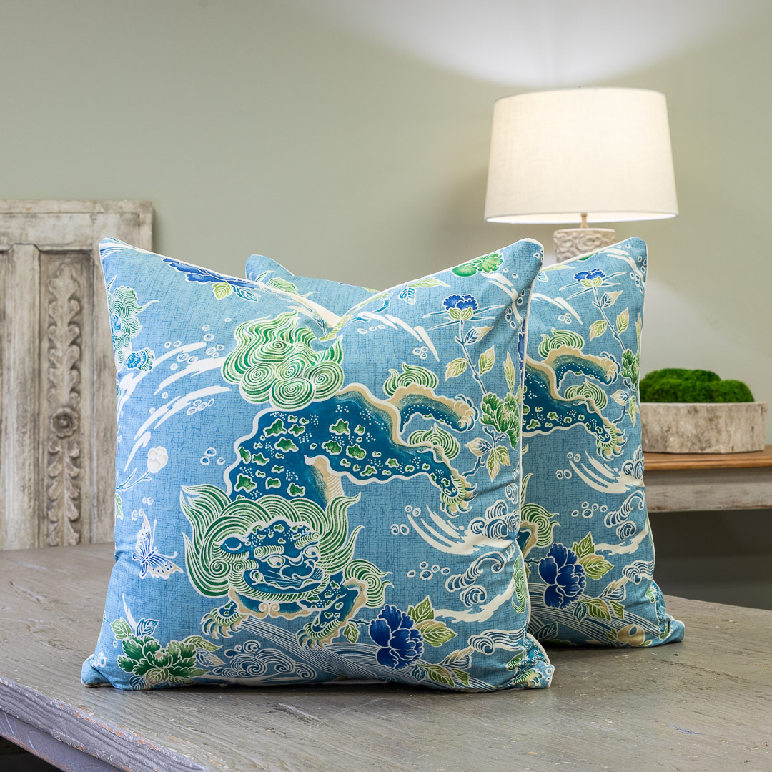 Brunschwig & Fils “chinoiserie Shishi Foo Dog” Turquoise – Botanica